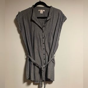 WD NY Blue/grey shirt with tied waist